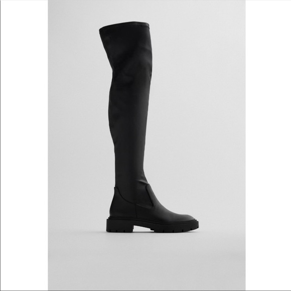 ZARA• over the knee stretch low heel boots - Picture 6 of 14
